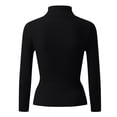 thumbnail image 4 of Long Sleeve Shirts for Women Plus Size Women Casual Solid Color Bottoming Shirt Slim High Collar Knitted Long Sleeved Top Z0E-Black, One Size, 4 of 4