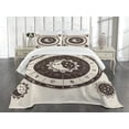 thumbnail image 3 of Ambesonne Constellation Quilted Bedspread Set 3 Pcs, Zodiac Sun Moon, King Size, Dark Brown Cream, 3 of 5