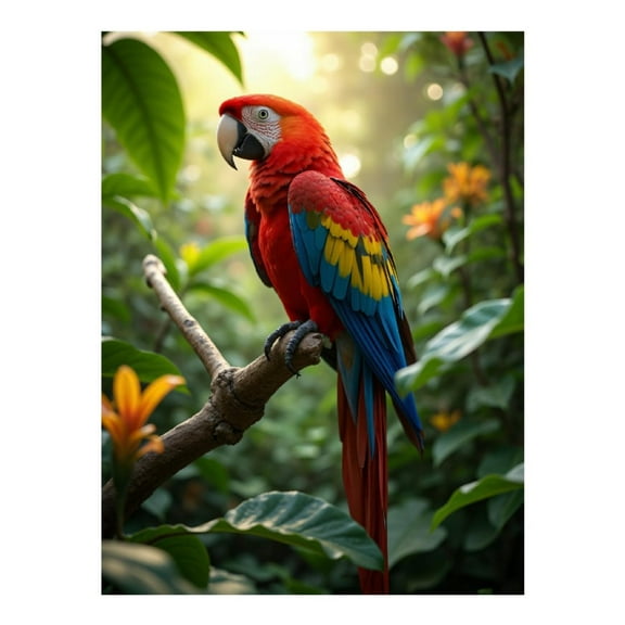 Diamond Art Kits for Adults, Vibrant Parrot Jungle Blossom 5D Diamond Painting Kits for Adults Beginners, DIY Full Drill Diamond Painting, Gem Art and Crafts 12x16