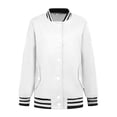 thumbnail image 5 of DYMADE Women Long Sleeve Pockets Contrast Fleece Bomber Fashion Coat, 5 of 6