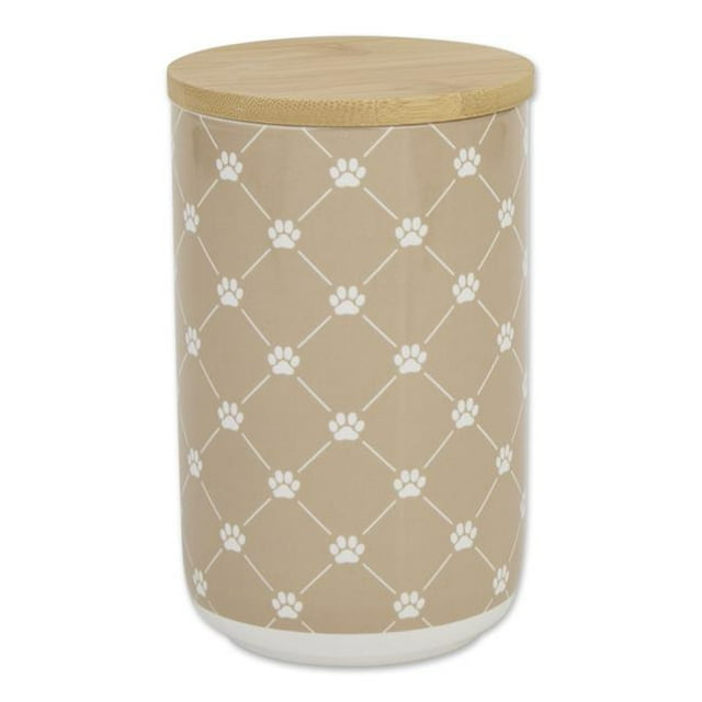 Design Imports CAMZ14151 Trellis Paw Ceramic Treat Canister, Taupe