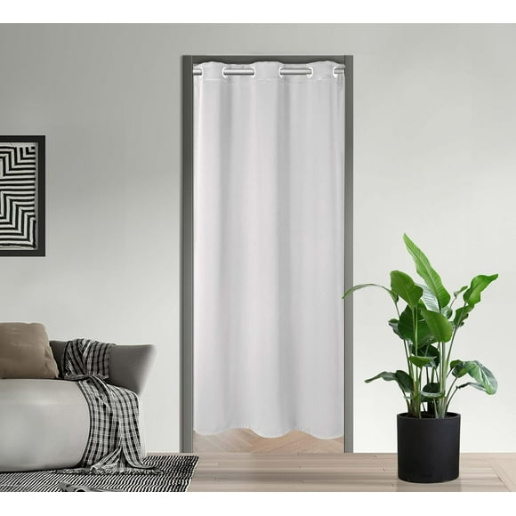 AIR-Blackout Door Curtains,Thermal Insulated Room Darkening PRICACY Doorway Curtain Window Treatment,Room Divider Curtain Closet Curtain for Front Door/Sliding Door/Closet/Patio(Grey White, W34XL80)