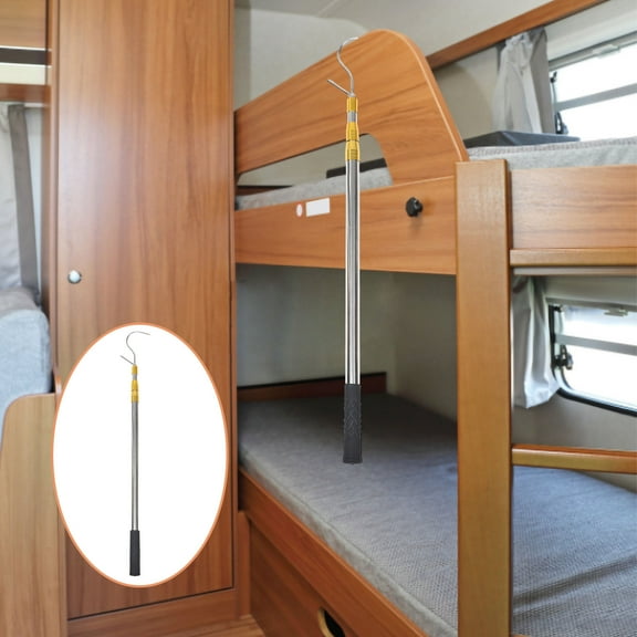 HAMPPLIES Rv Awning Crank Handle Pole Hook Stainless Steel Adjustable 60-52In For Camping Enthusiasts 1Pcs