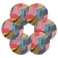 thumbnail image 7 of Yayeee 6 PCS Drink Coasters with Holder Set Woven Absorbent Round Tabletop Hot Pad, Stripes Pattern, 7 of 7