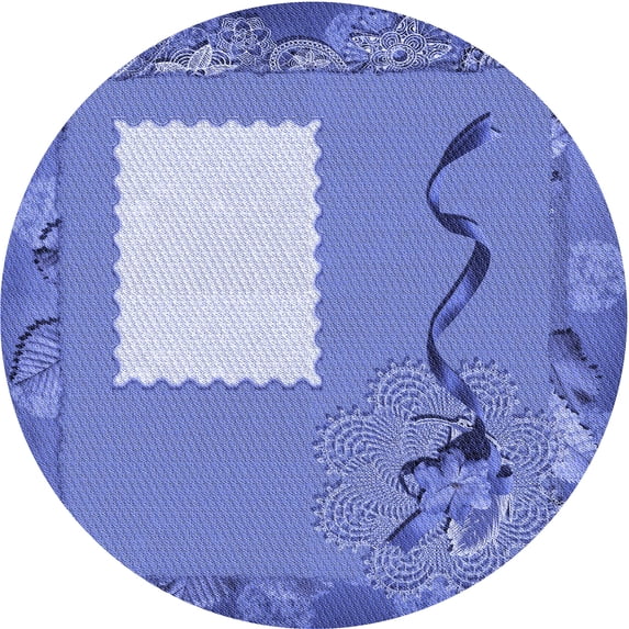 Ahgly Company Indoor Round Patterned Denim Blue Area Rugs, 4' Round