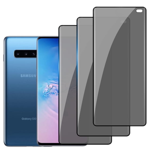 3-PACK Privacy Screen Protector Compatible with Samsung Galaxy S10 Plus 5G, Anti Spy Black Tempered Glass Protective Film for Samsung S10  [Easy Installation] [Bubble Free] [Case Friendly]