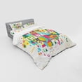 thumbnail image 3 of Saying Duvet Cover Set, Motivational Saying Thank You Font with Colorful Abstract Geometric Backdrop, Bedding Set with Shams and Fitted Sheet, 3 Sizes, by Ambesonne, 3 of 3