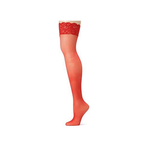 Red Back Seam Stockings with Lace Top 1101qLEG_R Red