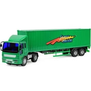 Angle View: Click N’ Play Friction Powered Tractor Trailer Truck Toy Vehicle for Kids
