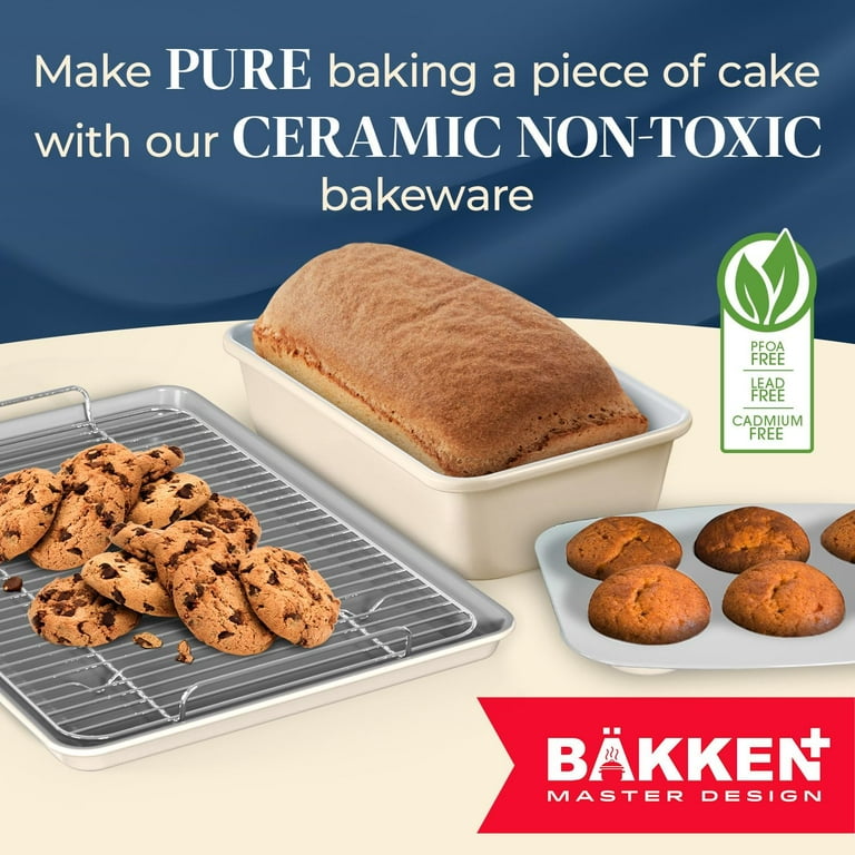 Bakken Swiss Premium Sheet Pan Set Aluminized Steel with Ceramic Non Stick Coating Proper size Even Heat Distribution Marble