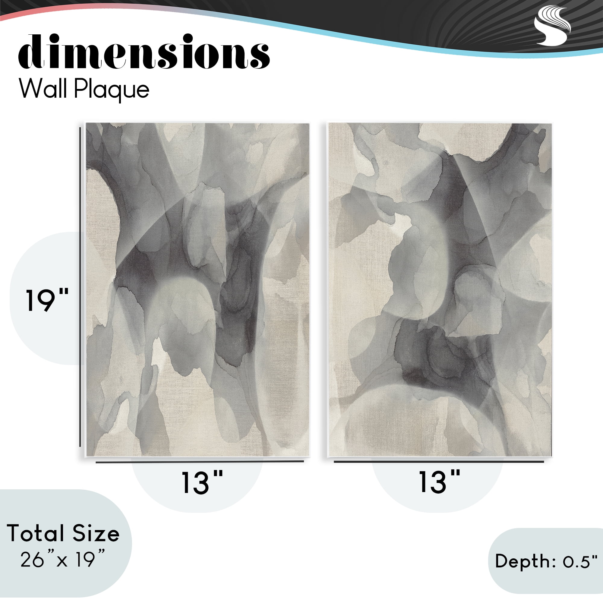 Stupell Industries Mottled Fluid Monochrome 2 Piece Wall Plaque Art Set, design by Kippi Leonard