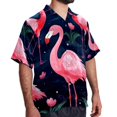 thumbnail image 2 of Flamingo Tropical Rainforest Men's Short Sleeve Poplin Shirt with Spread Collar Tops, Casual Printed Button Down, Summer Beach Shirt for Men - Unisex, Stylish Men's Shirts, 2 of 6
