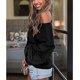 thumbnail image 5 of Tops De Manga Larga Con Cuello En V, Blusas Informales De Color Puro Para Mujer, Dobladillo Con Volantes, Manga Abullonada, Elegante Para Club Para Vacaciones Para Dama EOTVIA XL negro, 5 of 6