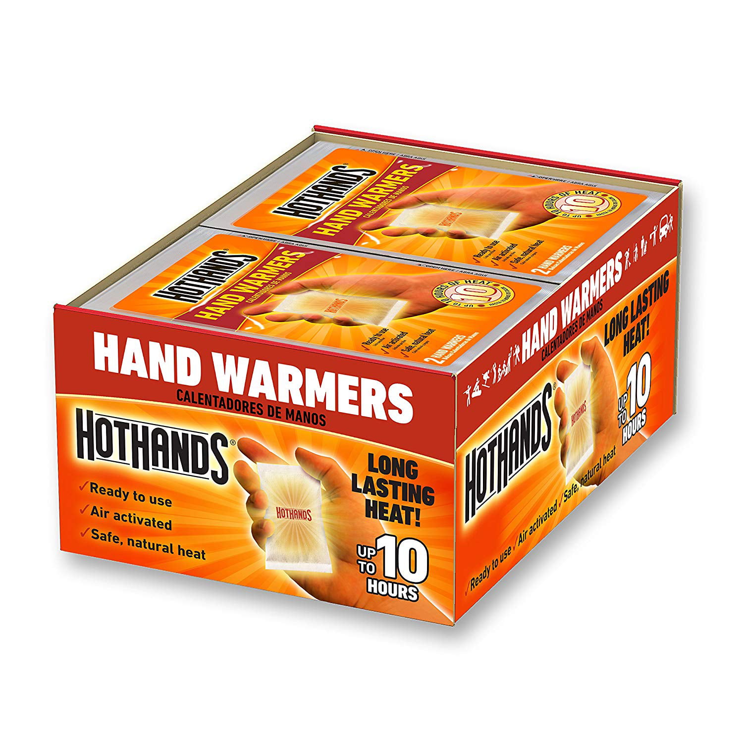 2 PAIRS OF HOTHANDS HAND WARMERS UP TO 10 HOURS OF HEAT PER PAIR ready to use 
