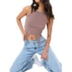 thumbnail image 4 of VISgogo - Camiseta sin mangas con cuello redondo para mujer, sin mangas, color sólido, ajustada, sin mangas, camisola con hebillas en la parte inferior de verano VISgogo moda, 4 of 6