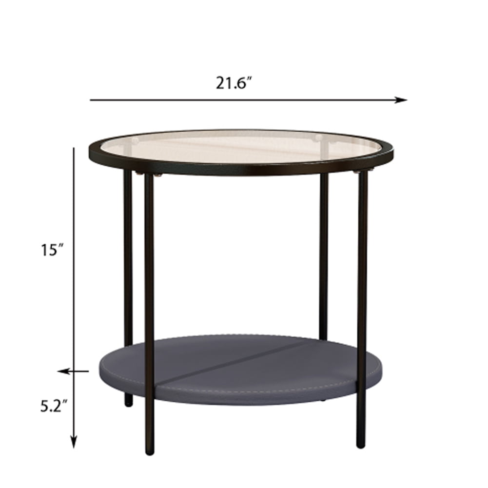 Kadyn Side Table, Metal End Table for Living Room, Round Accent Coffee Side Table with Storage Rack, Black Kadyn Side Table, Metal End Table for Living Room, Round Accent Coffee Side Table with Storage Rack, Black