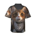 thumbnail image 3 of Daiia Wide Eyed Cartoon Cats Hawaiian Shirt for Men Gentle Cotton Regular Short Sleeve Casual-3X-Large, 3 of 9