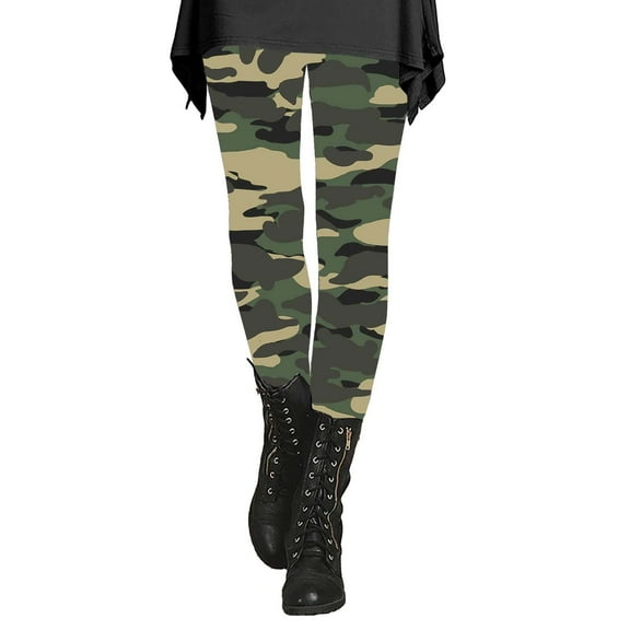 Audhol Yoga Pants Women Women's Autumn and Winter Camouflage Leggings Artistic Printed Soft Stretchy Pants for Women Camo Leggings Army Green L