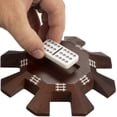 thumbnail image 5 of Brybelly Mexican Train Dominoes Wooden Centerpiece – Smooth Dark Oak Hub Accessory with 8 Standard Size 1” x 2” Domino Slots – Ages 8+, 2-8 Players for Double 12 Sets – Great for Family Game Night, 5 of 6