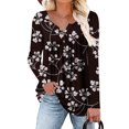 thumbnail image 2 of Womens Round Neck Tunic Tops Long Sleeve Floral Printed Pullover Winter Casual Loose Button Blouse, 2 of 6