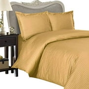 Egyptian Bedding Luxurious 1000 Thread-Count, Queen Pillow Cases, Gold Stripe, Set of 2