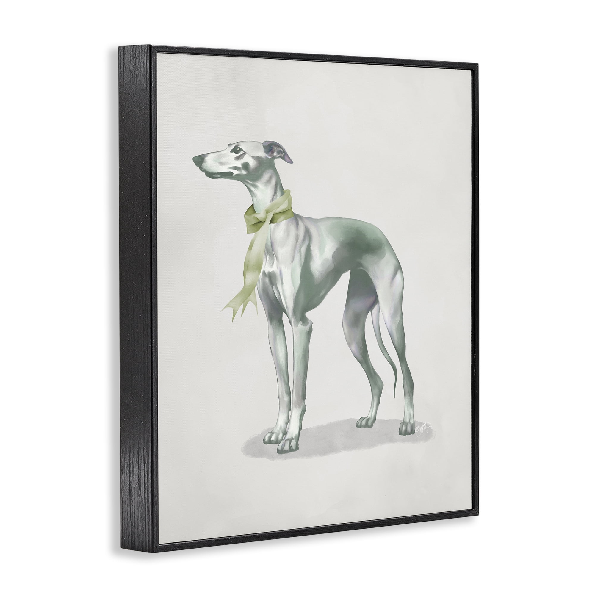 Stupell Industries Graceful Dog & Ribbon Black Framed Giclee Art, design by Elizabeth Medley