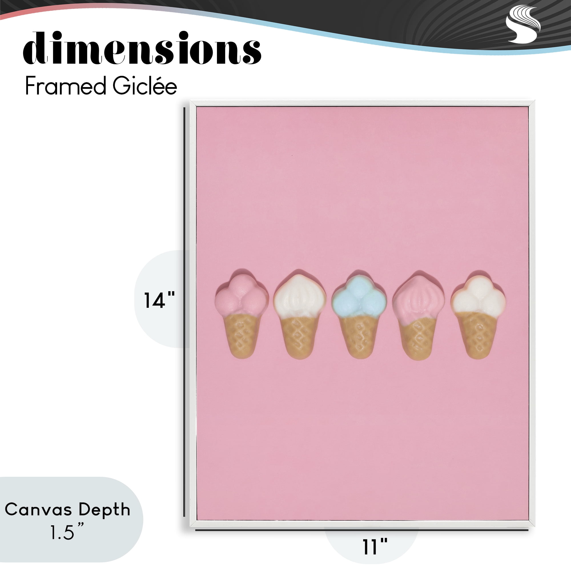 Stupell Industries Pink Ice Cream Candy White Framed Giclee Art, design by LISH Creative