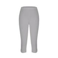 thumbnail image 4 of Lumtrix Capri Pants For Women Summer Stretch Tummy Control Workout Casual Leggings With Pockets Plus Size Athletic Gym Yoga Pant Gray L, 4 of 5
