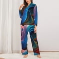thumbnail image 2 of Rateoe Vibrant Fluid Motion Art Pattern Womens Pajamas Set Long Sleeve Sleepwear Button Down Nightwear Soft Cotton Pj Lounge Sets-XX-Large, 2 of 7
