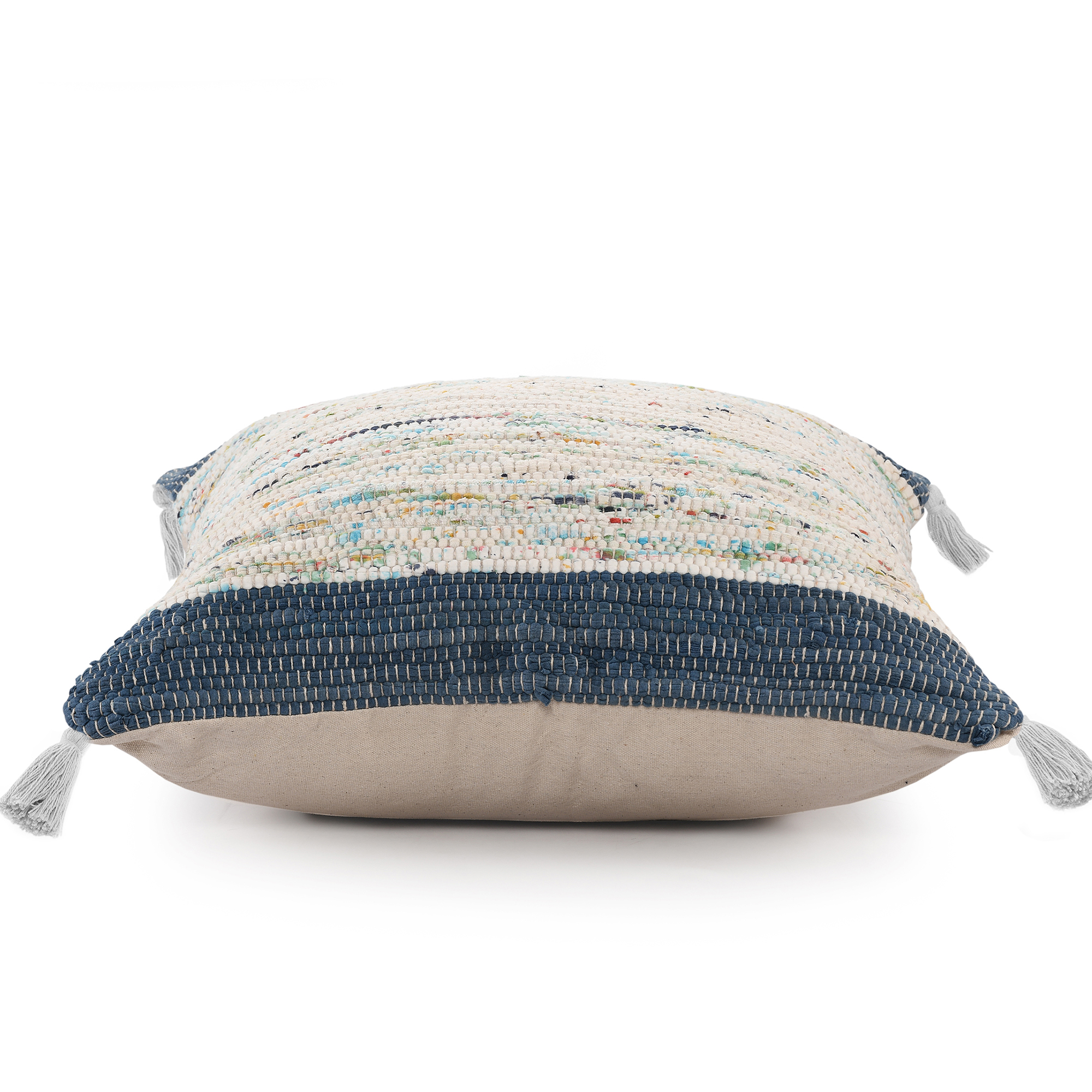 Harlow Hill Luma 20" x 20" Color Block Cotton Adult Decorative Feather Filled Pillow, Ensign Blue/Multi