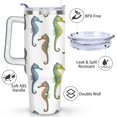 thumbnail image 3 of 40oz Ocean Cute SeaHorse Stainless Steel Flip Straw Tumbler Spill Proof Travel Cup Double Wall Vacuum Insulated Coffee Mug with Top Handle, 3 of 6