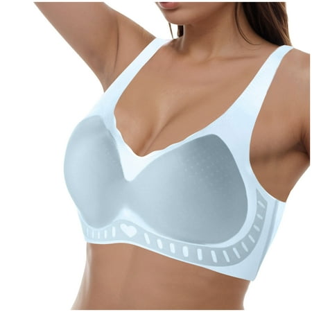 Gvdentm Women Bra Womens Bra Comfort Powerful Push-up Seamless Bra Smoothing No Underwire Anti Sagging Minimizer Bras for Women Blue 3XL