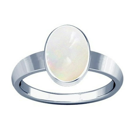 Divya Shakti 6.25-6.50 Carat White Opal Silver Plain Design Ring(3)