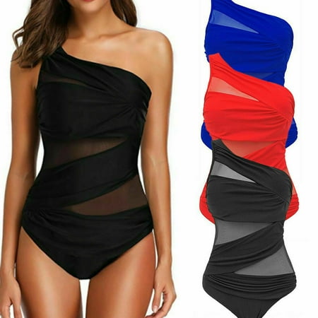 Women's Swimsuit Large Size One Piece Mesh Monokini Bikini Push-up Swimsuit Bathing Suit Swimwear Swimming Beach