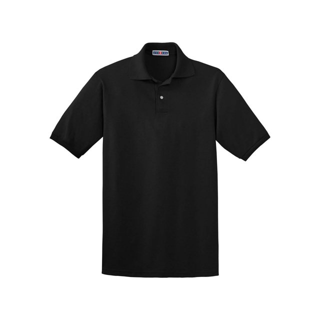 Jerzees Men's SpotShield Button Down Polo Sport Shirt, Black XL