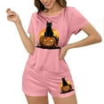 thumbnail image 4 of Hvot&aat Womens Halloween Pajamas Short Set Spooky Season Graphic Cute Tops and Shorts Loungewear, 4 of 6