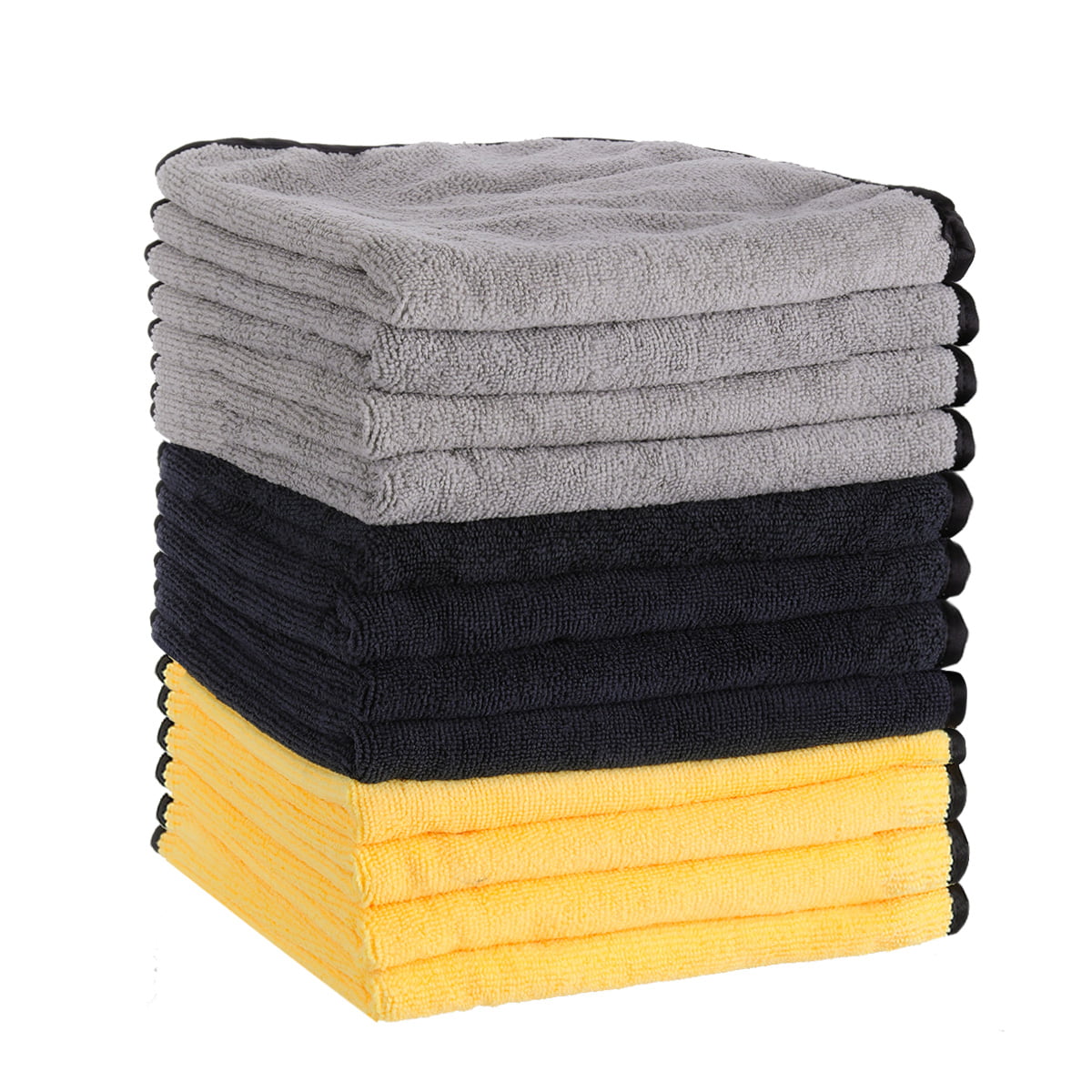 12 Pcs Microfiber Towels Car Boat Wash Clean Dry Polishing Cloths 16"x24" Yellow 