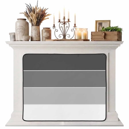 Black Grey Striped Magnetic Fireplace Cover Fireplace Draft Blocker Farmhouse Modern Fireplaces Blanket for Heat Loss/Cold Air Fireplaces Draft Stopper Cover for Inside 45 x34