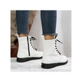 thumbnail image 5 of Frontwalk Women Ankle Boots Casual Combat Boot Side Zip Booties Walking Fashion Shoes Womens Lace Up White 5, 5 of 6