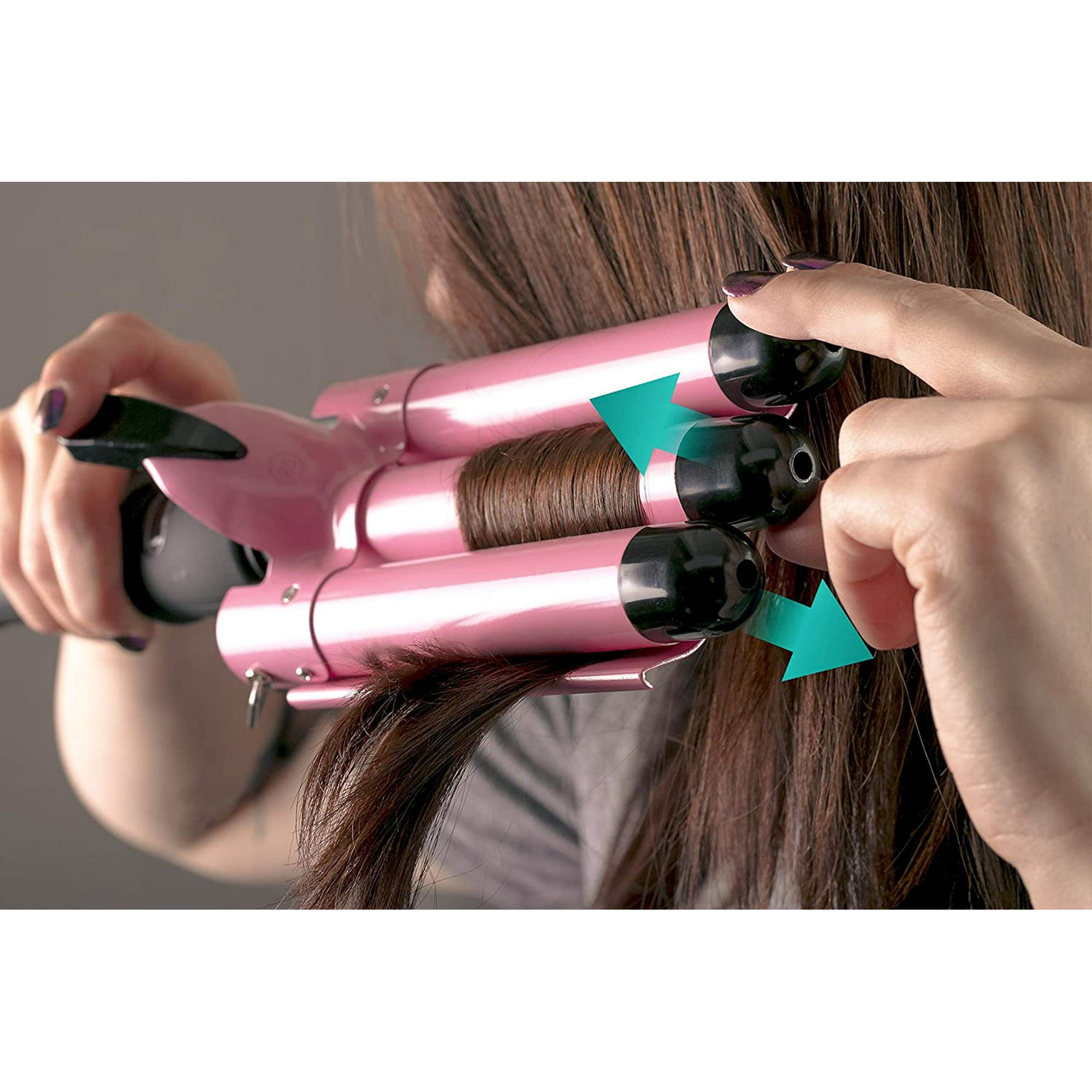 Zecatl Three Barrel Curling Iron Wand With Lcd Temperature Display 1 Inch Ceramic Tourmaline Triple Barrels Dual Voltage Crimp