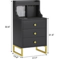 LED Nightstand with Charging Station and Hutch and 3 Drawers, Modern