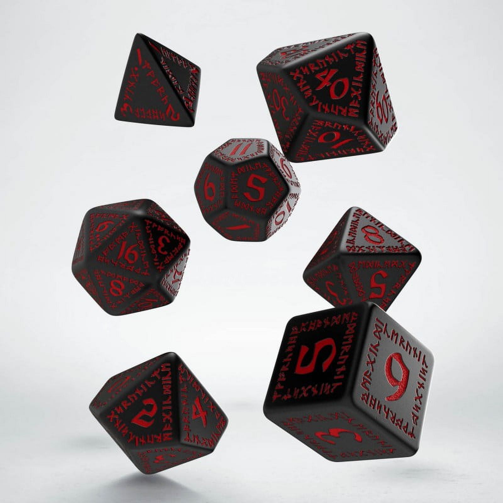 Q-Workshop Games Runic Dice Set Black - Red (7)