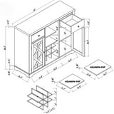 Commas Bar Cabinet for Liquor and Glasses, Modern Wood Accent Sideboard ...