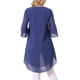 thumbnail image 3 of INSPIRAR CHIC Blusa de Chifón Asimétrica de Cuello Redondo para Mujer con Mangas de 3/4 y Volantes, Alta y Baja, Azul Profundo, M, 3 of 6