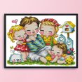 thumbnail image 3 of Cuadros Decorativos Wdftyju Kits de Punto de cruz de algodón colorido para adultos Niños Familia feliz, 3 of 9