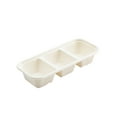 thumbnail image 2 of Pulp Tek 17 oz Rectangle White Sugarcane / Bagasse Catering Container - 3-Compartment - 9 1/4" x 3 3/4" x 1 3/4" - 100 count box, 2 of 3