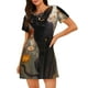 thumbnail image 1 of Fotbe Black Cat in Wildflowers Bata de Dormir para Mujer con Estampado, Camisón de Algodón de Manga Corta, Ropa de Dormir Casual, 1 of 6