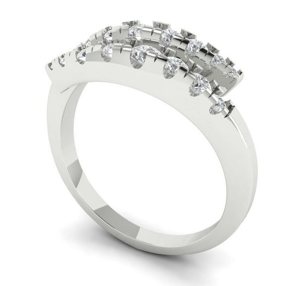 Clara Pucci 14K White Solid Gold Custom Laser Engraved Women's Solid Gold Ring Statement Band With Round Cut 0.235TCW