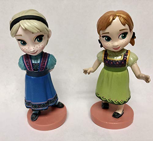 Disney Frozen Elsa & Princess Anna Toddler Animator 2.5' Loss Pvc Pair Sisters Cake Topper Figurine Figure Toy