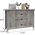 thumbnail image 4 of Homhougo Farmhouse Buffet Cabinet with Storage, Kitchen Sideboard Buffet Cabinet with 3 Drawers and 2 Doors, Adjustable Shelf for Living Room, Ash Grey, 4 of 7